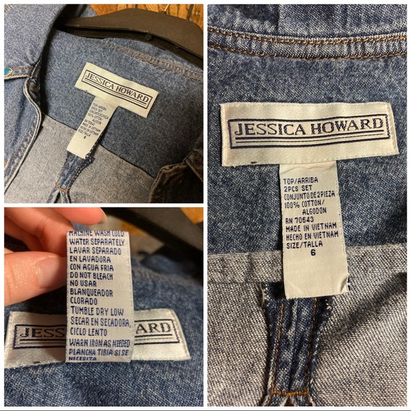 Jessica Howard Women’s Blue Denim Short Sleeve Button Up Jacket w Open Back M - Picture 6 of 7
